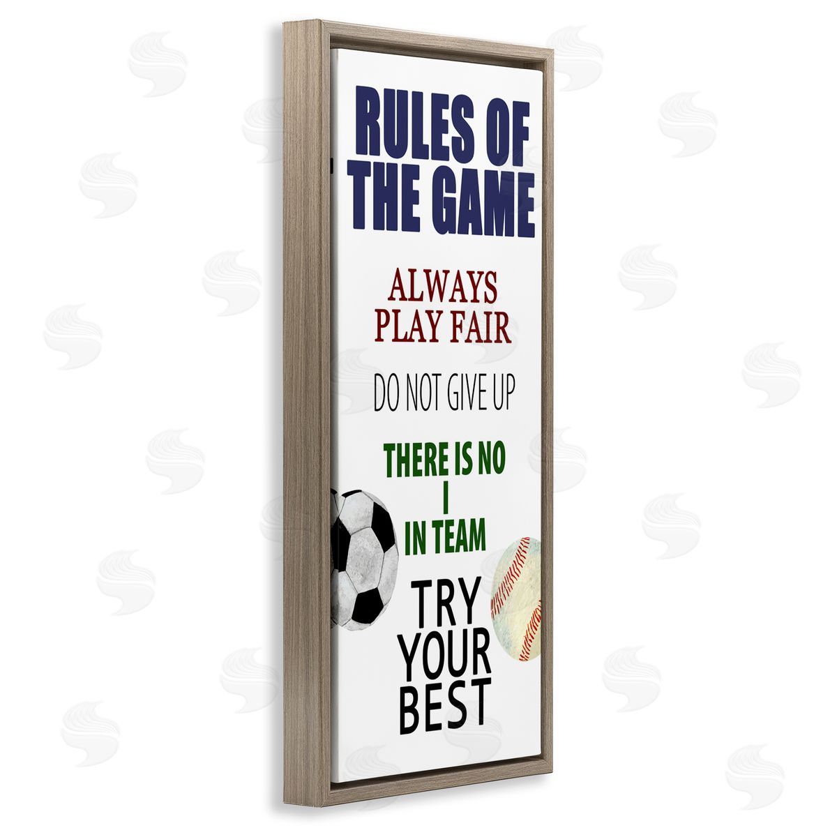 Kim Allen Fun Teamwork Rules of Game Brown Floating Frame Canvas Wall Art Print
