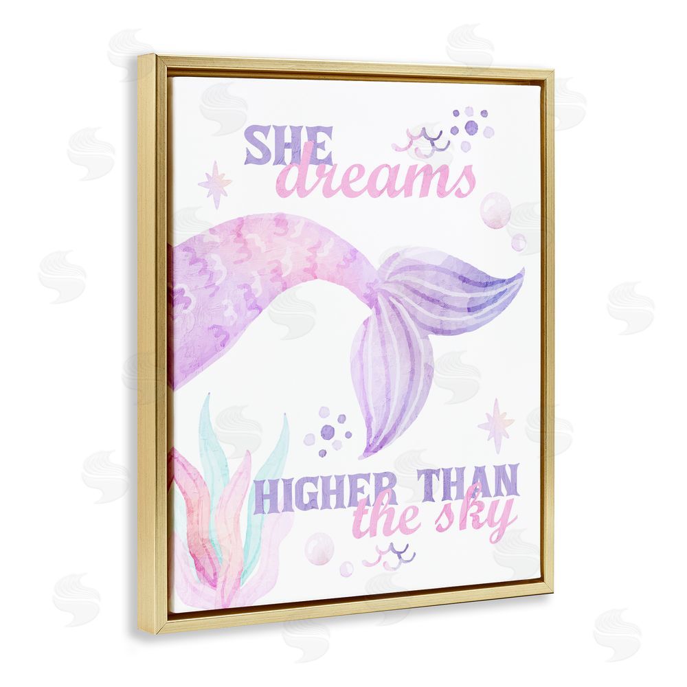 Kim Allen She Dreams Higher Than The Sky Gold Floating Frame Canvas Wall Art Print