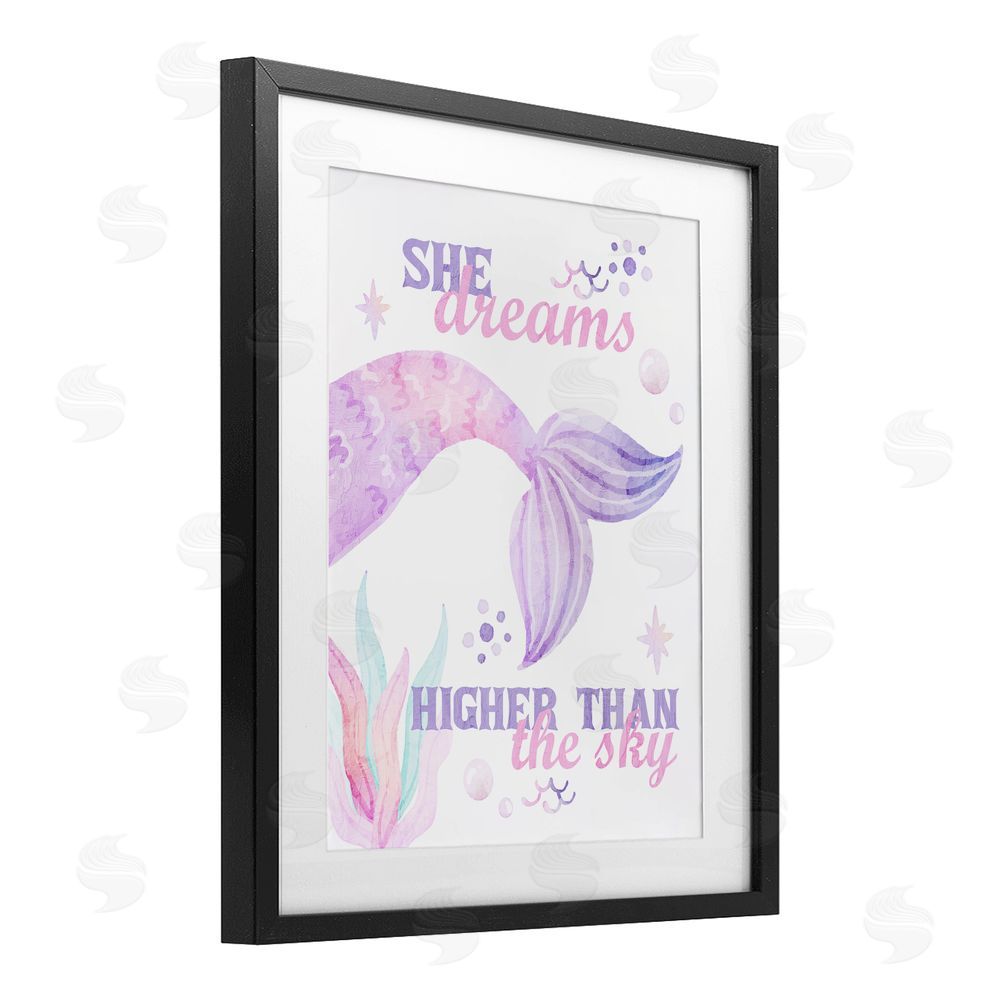 Kim Allen She Dreams Higher Than The Sky Black Framed Print Under Glass Wall Art