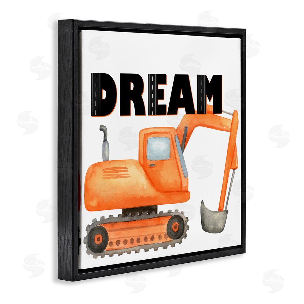 Kim Allen Dream with Orange Excavator Black Floating Frame Canvas Wall Art Print
