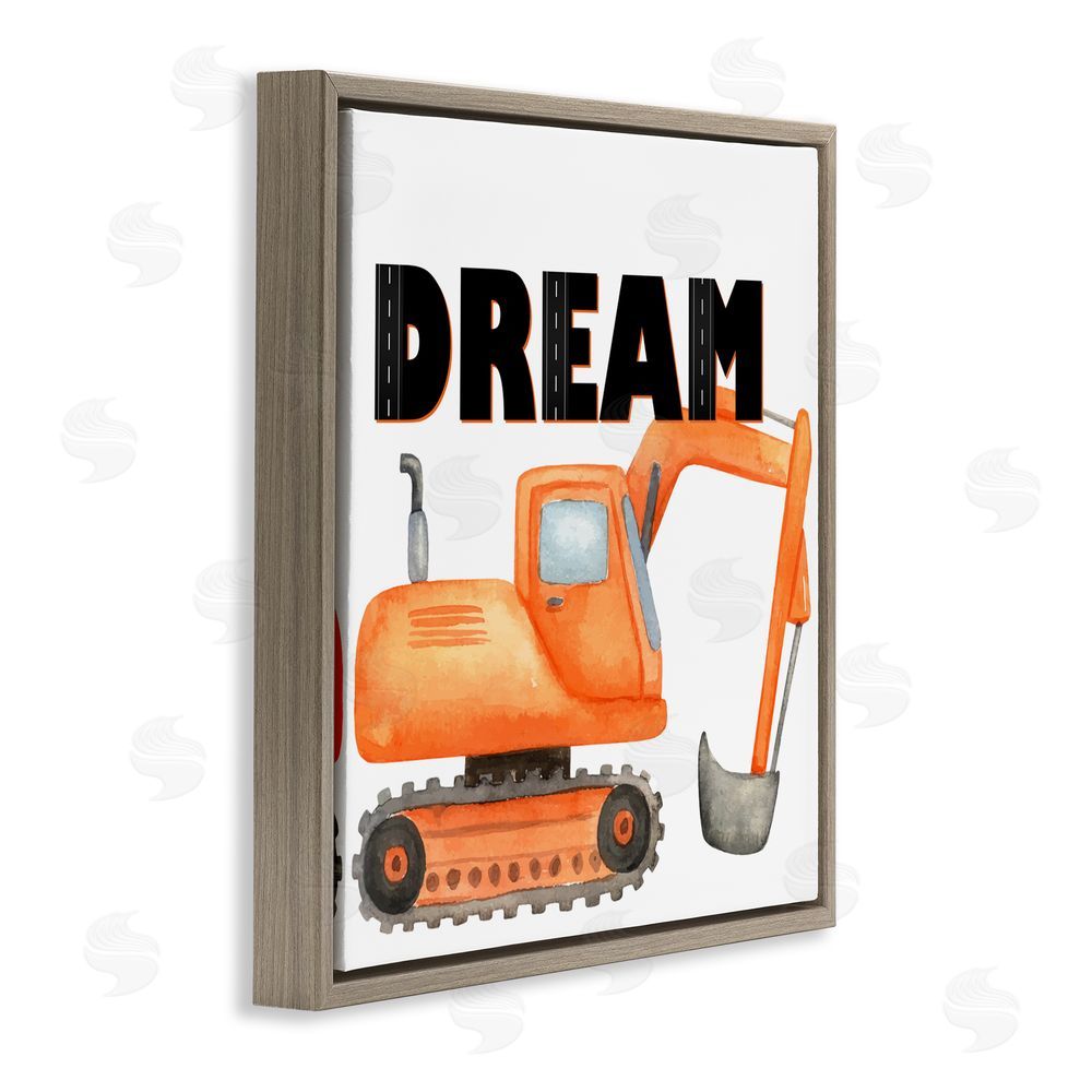 Kim Allen Dream with Orange Excavator Brown Floating Frame Canvas Wall Art Print