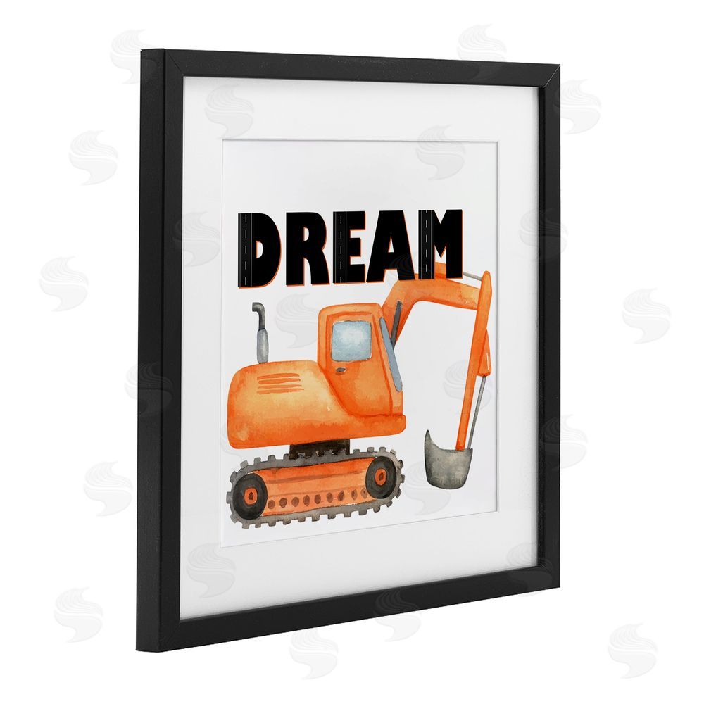 Kim Allen Dream with Orange Excavator Black Framed Print Under Glass Wall Art