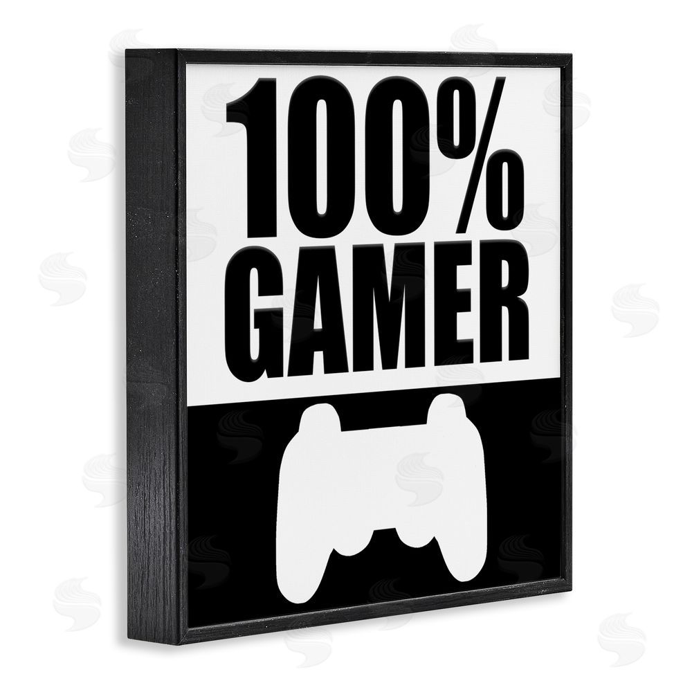 Kim Allen 100% Gamer Black & White Black Framed Giclee Print Wall Art