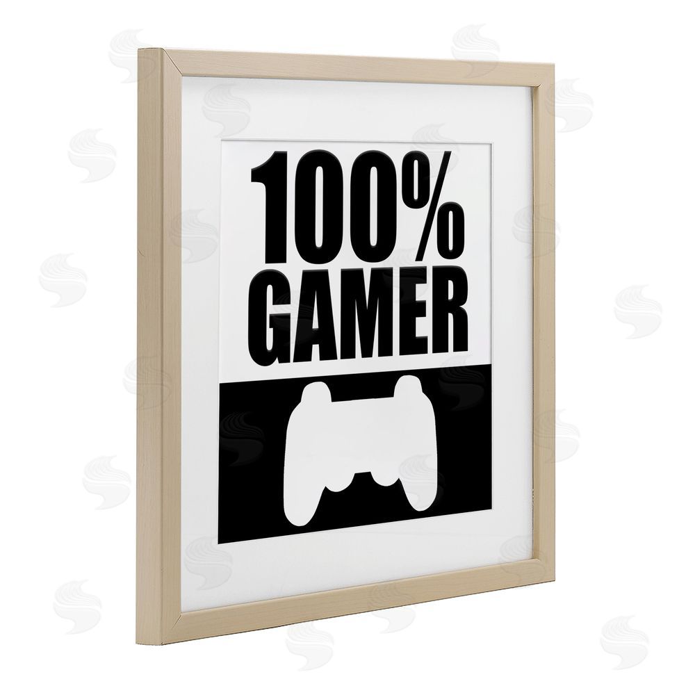 Kim Allen 100% Gamer Black & White Brown Framed Print Under Glass Wall Art
