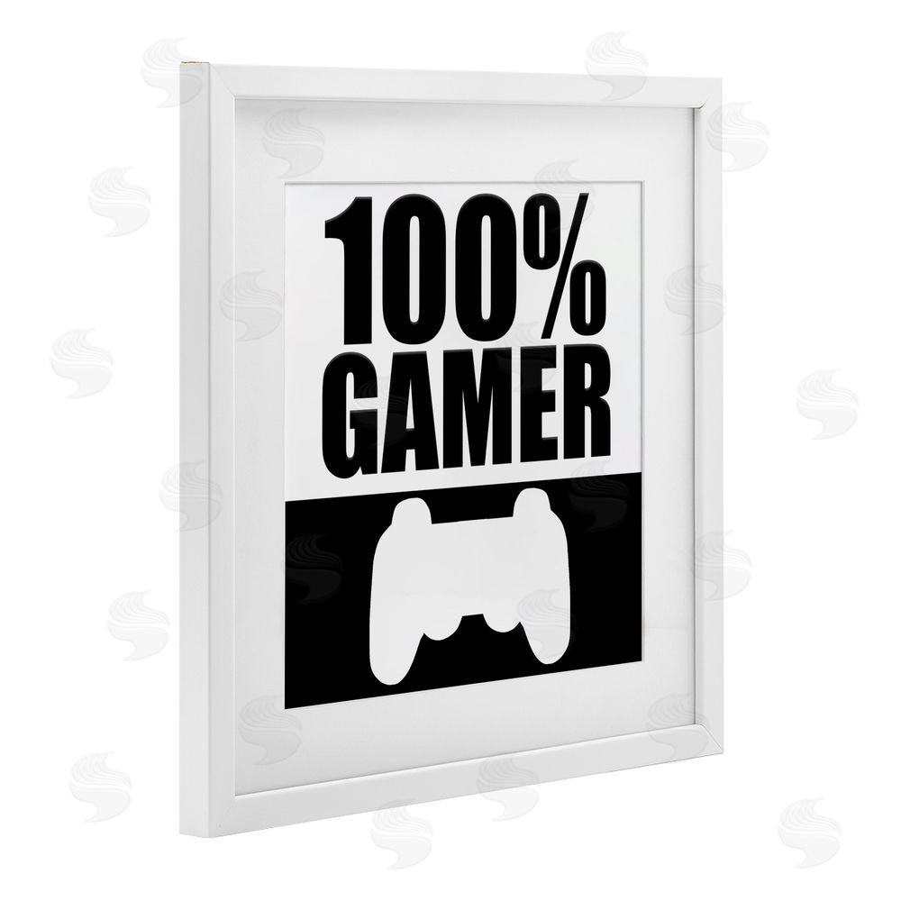 Kim Allen 100% Gamer Black & White White Framed Print Under Glass Wall Art