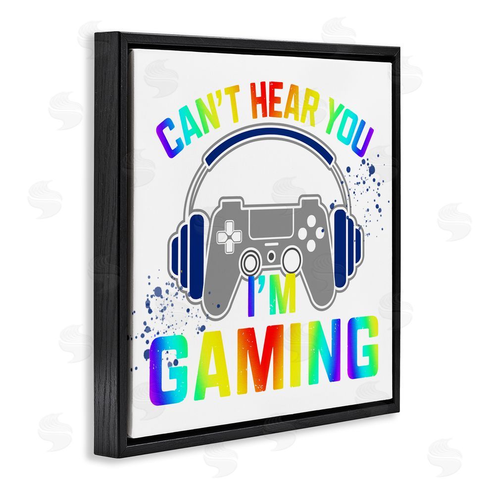 Kim Allen Rainbow Can't Hear You Gaming Black Floating Frame Canvas Wall Art Print