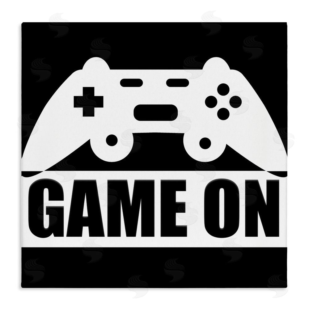 Kim Allen Game On Retro Black & White Stretched Canvas Wall Art Print