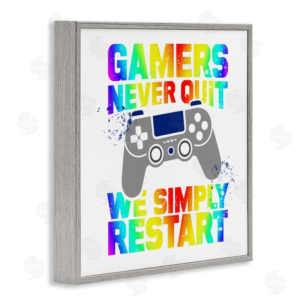 Kim Allen Rainbow Gamers Never Quit Gray Framed Giclee Print Wall Art