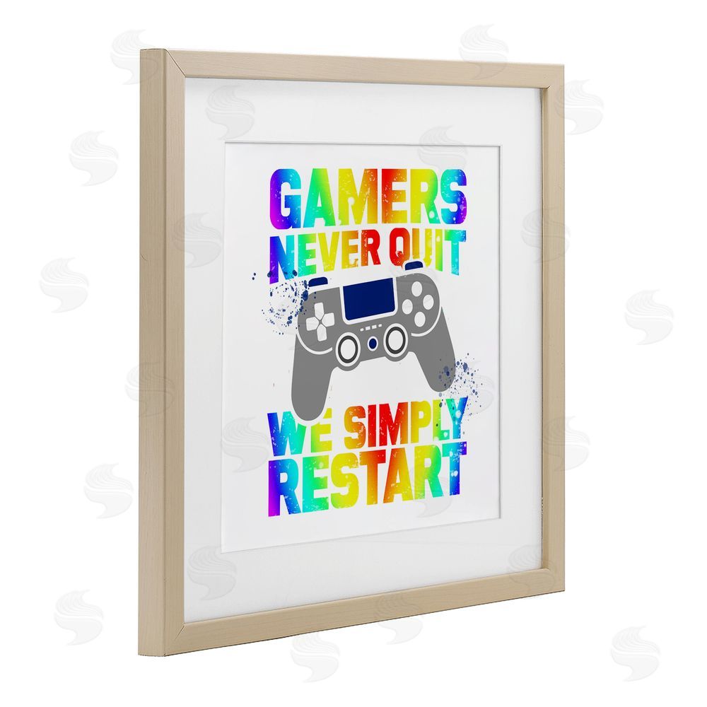 Kim Allen Rainbow Gamers Never Quit Brown Framed Print Under Glass Wall Art