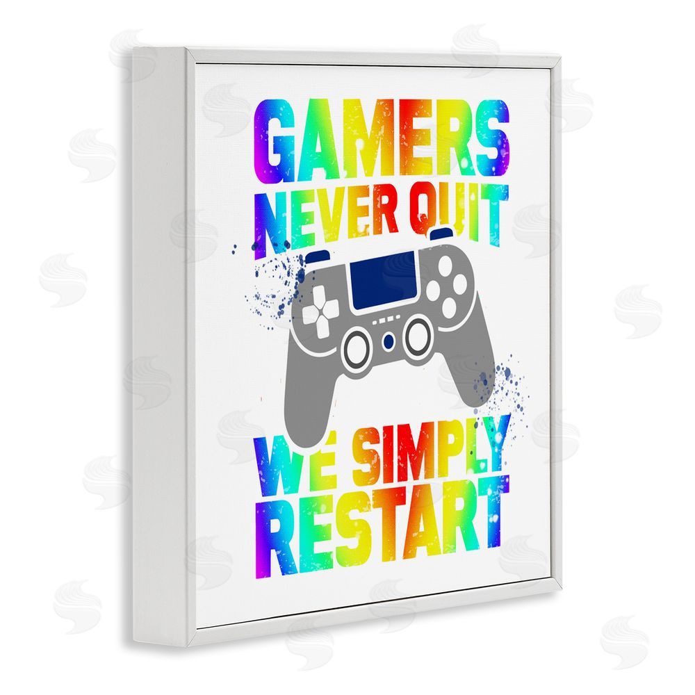 Kim Allen Rainbow Gamers Never Quit White Framed Giclee Print Wall Art