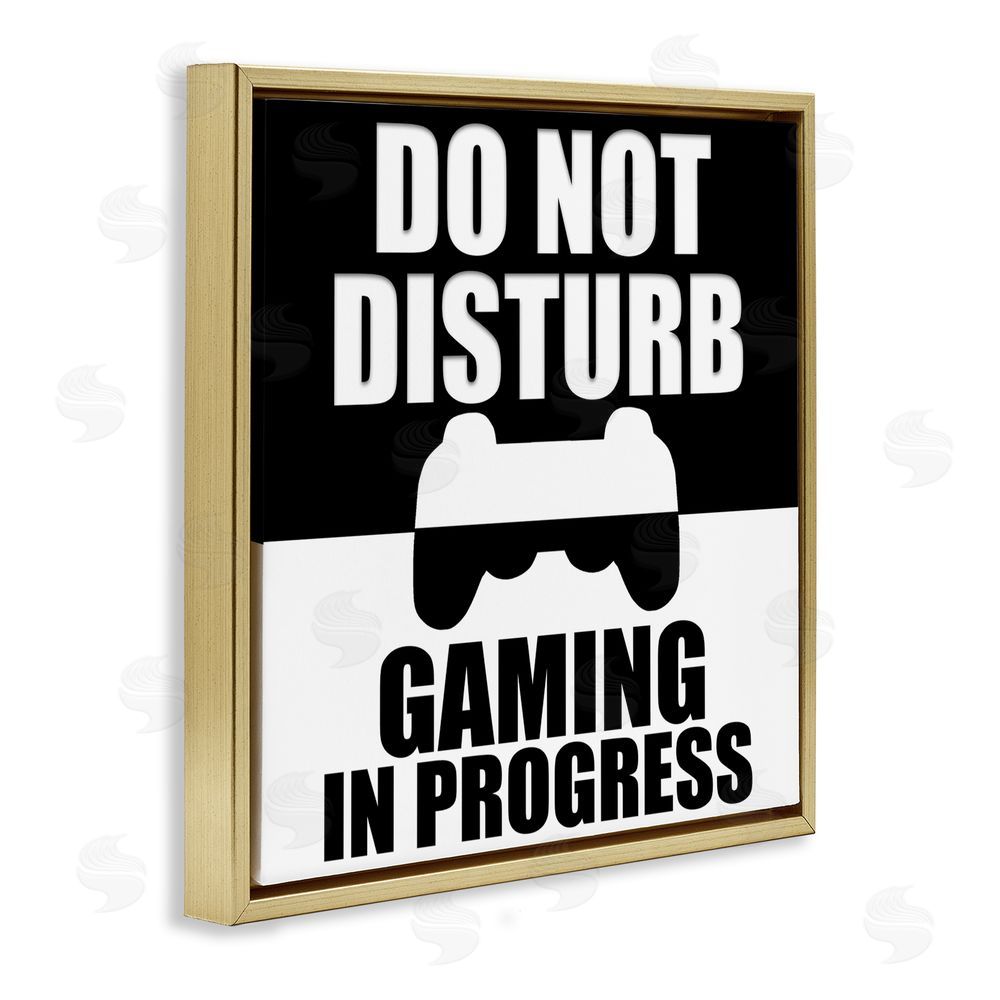Kim Allen Do Not Disturb Minimal Gamer Gold Floating Frame Canvas Wall Art Print