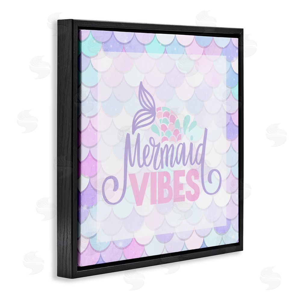 Kim Allen Pastel Mermaid Vibes Black Floating Frame Canvas Wall Art Print