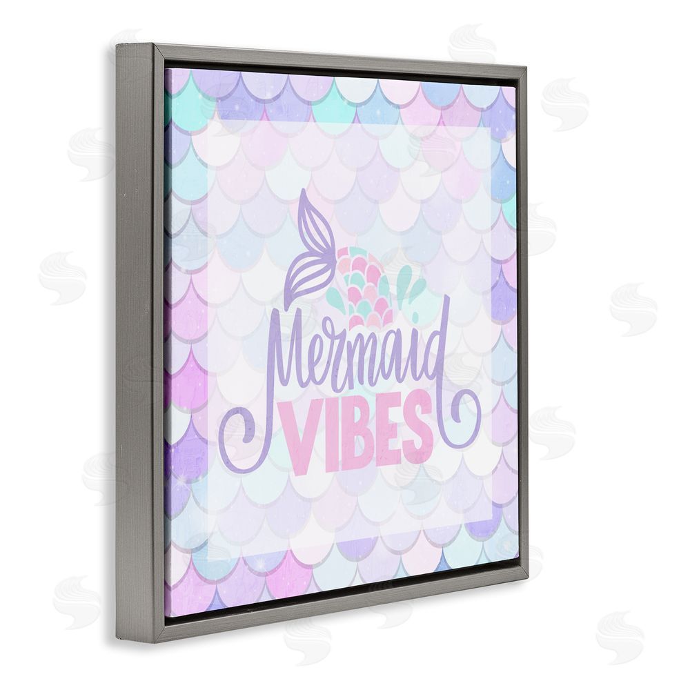 Kim Allen Pastel Mermaid Vibes Gray Floating Frame Canvas Wall Art Print