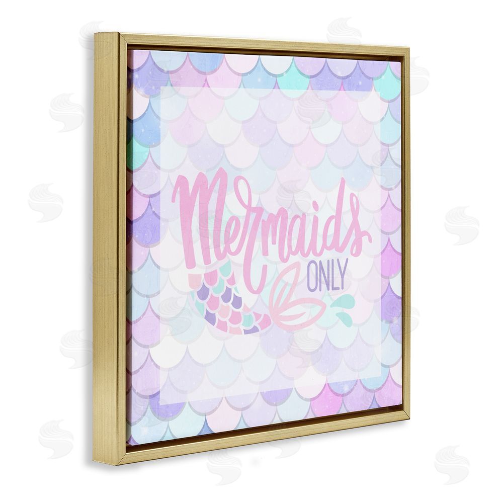 Kim Allen Pastel Mermaids Only Gold Floating Frame Canvas Wall Art Print