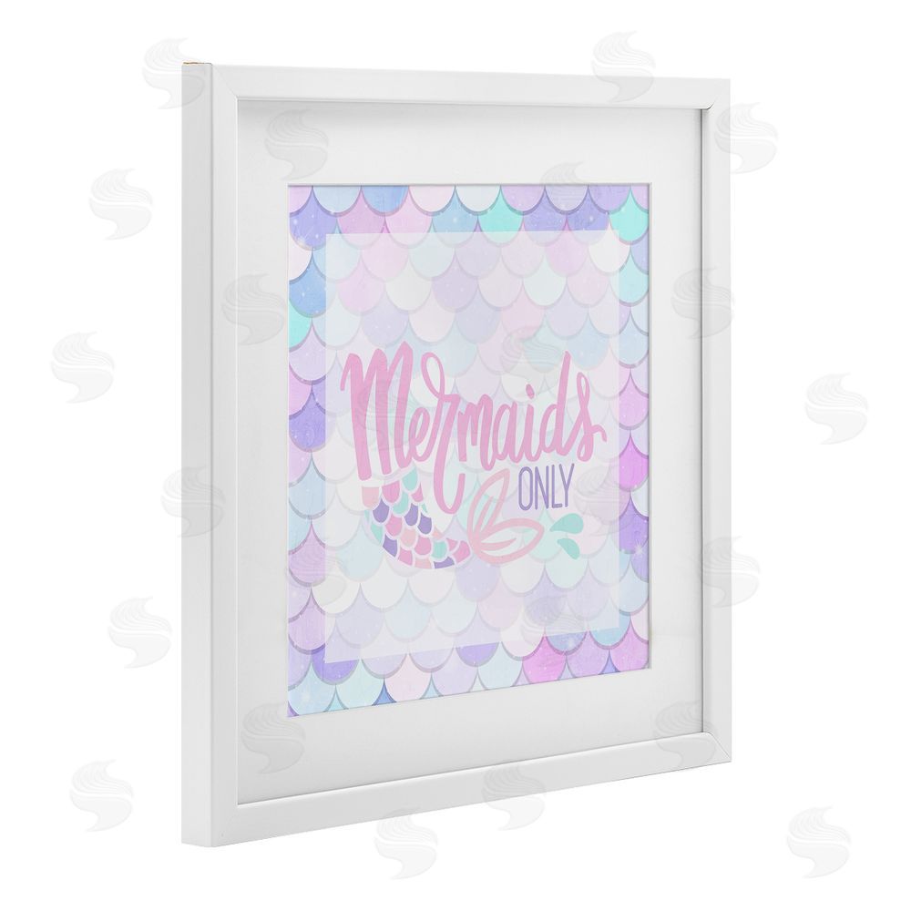 Kim Allen Pastel Mermaids Only White Framed Print Under Glass Wall Art