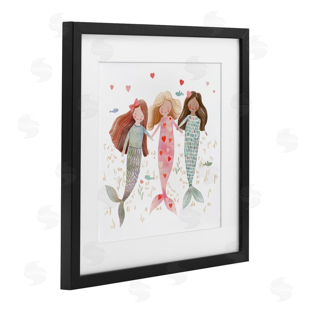 Leah Straatsma Trio of Mermaids Friendship Black Framed Print Under Glass Wall Art