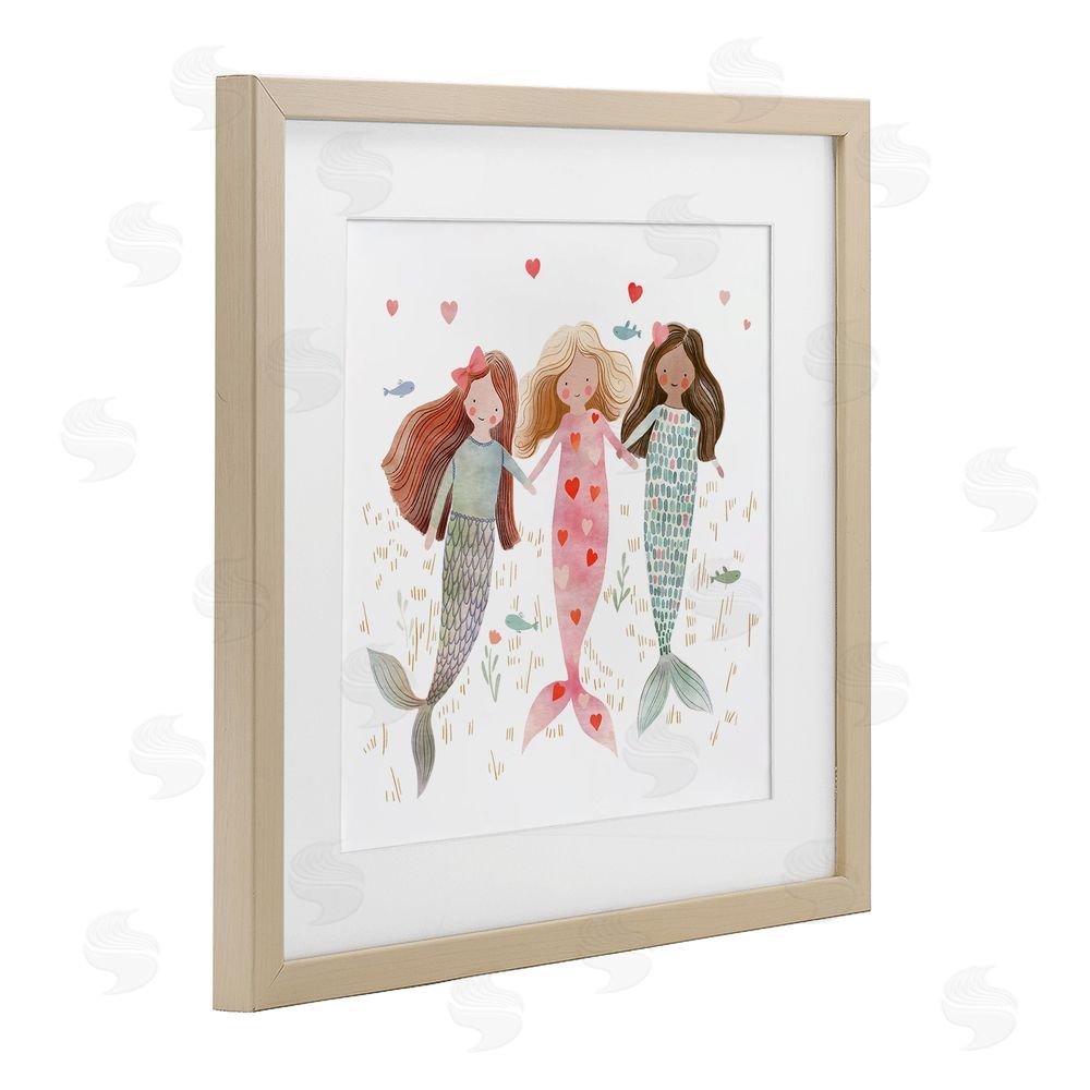 Leah Straatsma Trio of Mermaids Friendship Brown Framed Print Under Glass Wall Art