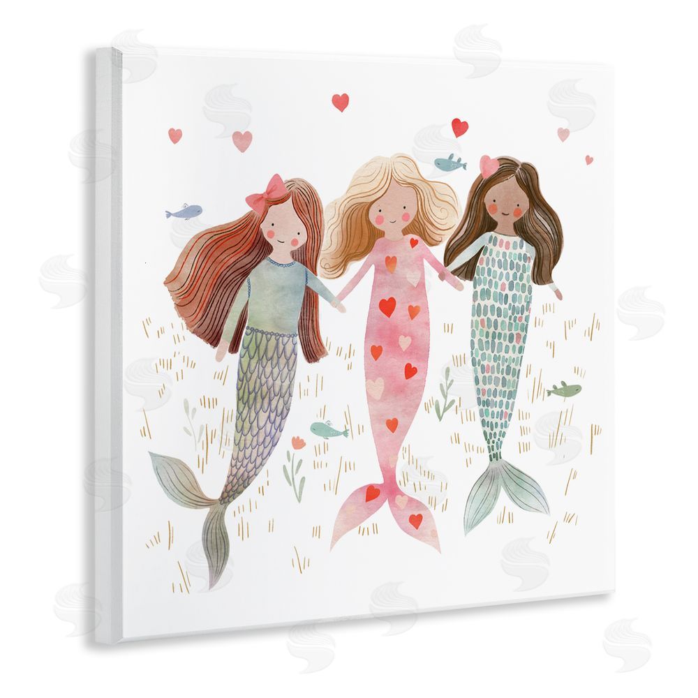 Leah Straatsma Trio of Mermaids Friendship Wooden Wall Plaque Art Print
