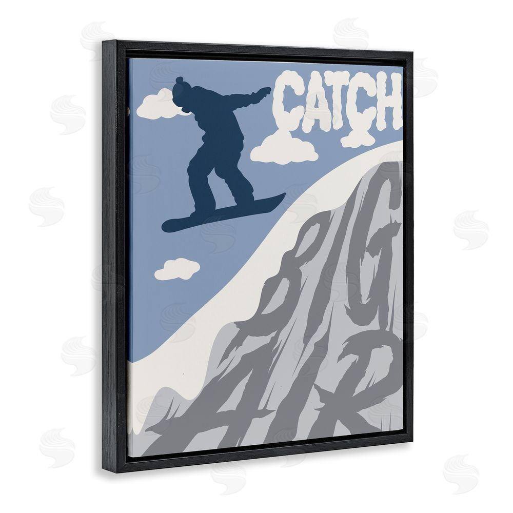 Marcus Prime Catch Big Air Snowboard Black Floating Frame Canvas Wall Art Print