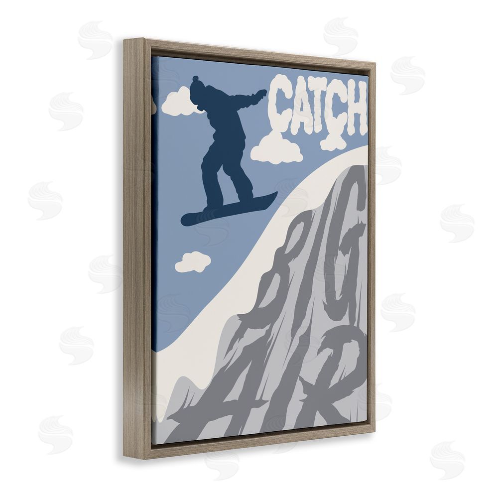 Marcus Prime Catch Big Air Snowboard Brown Floating Frame Canvas Wall Art Print