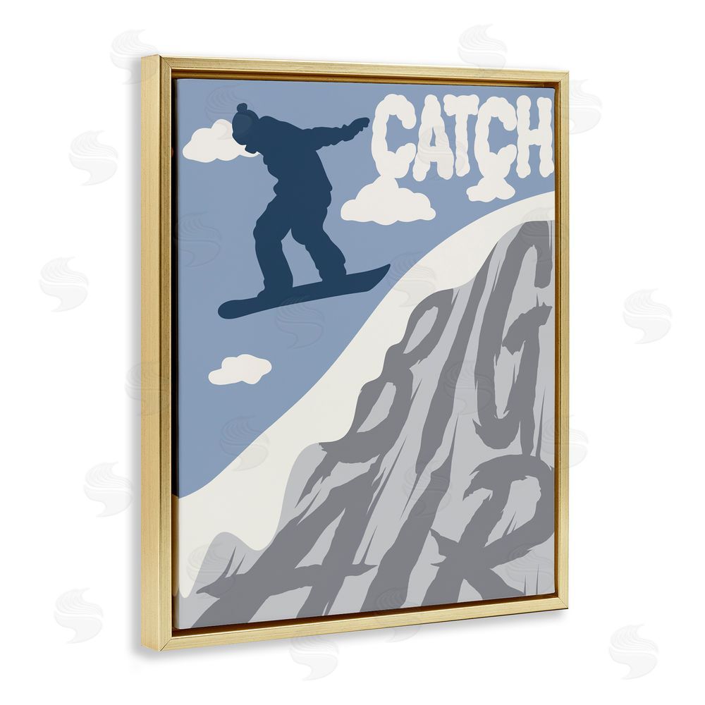 Marcus Prime Catch Big Air Snowboard Gold Floating Frame Canvas Wall Art Print