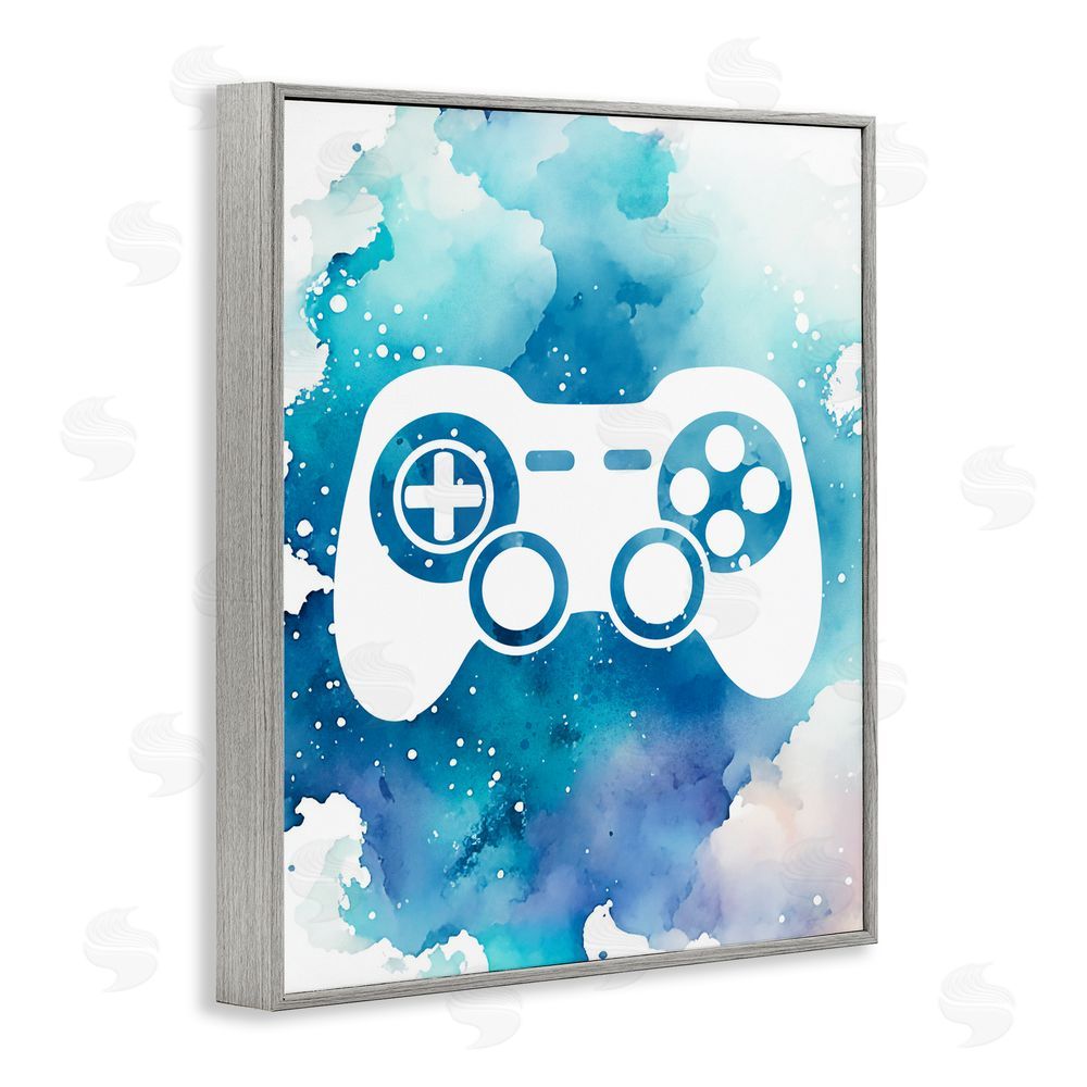 Marcus Prime Blue Controller Splatter Gray Framed Giclee Print Wall Art