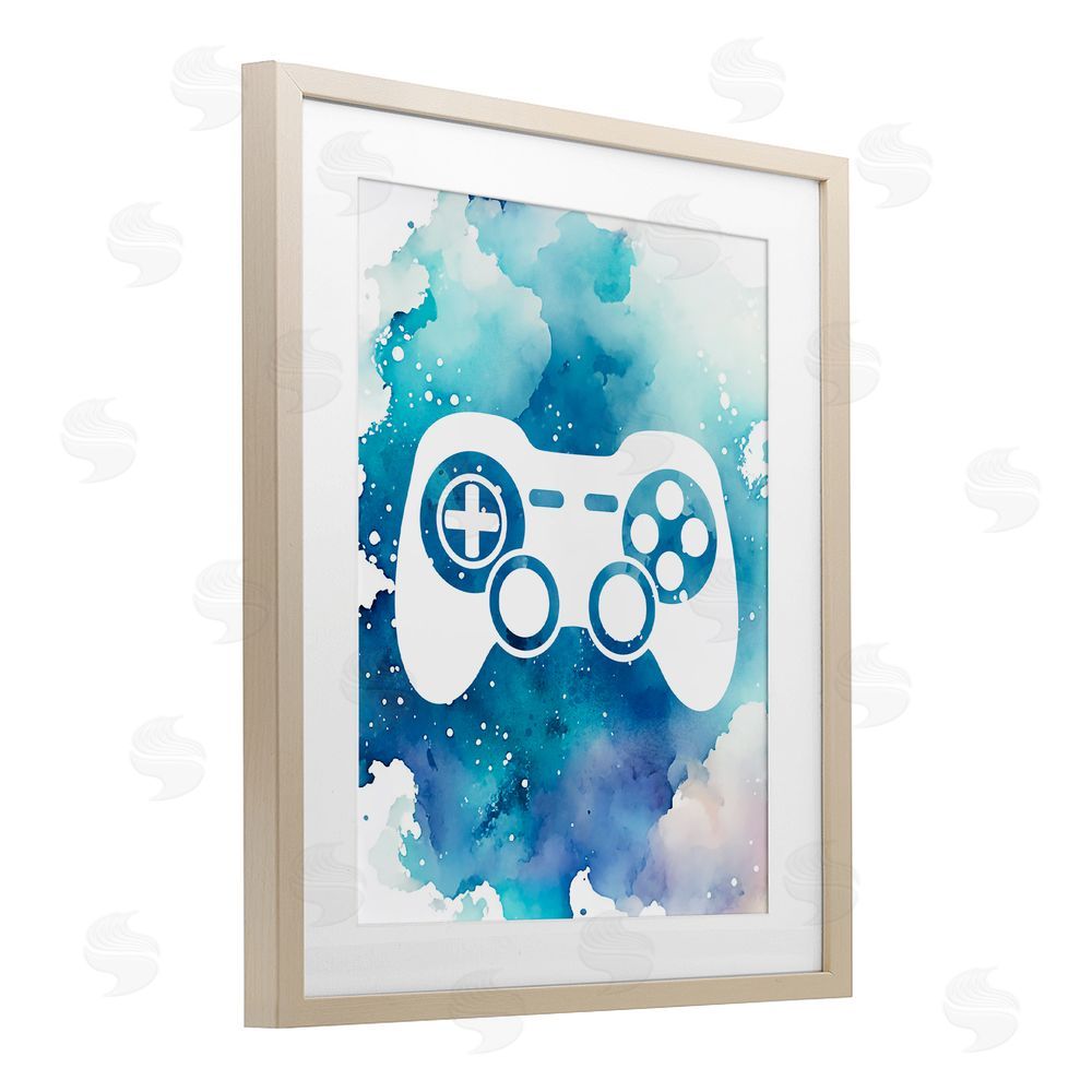 Marcus Prime Blue Controller Splatter Brown Framed Print Under Glass Wall Art
