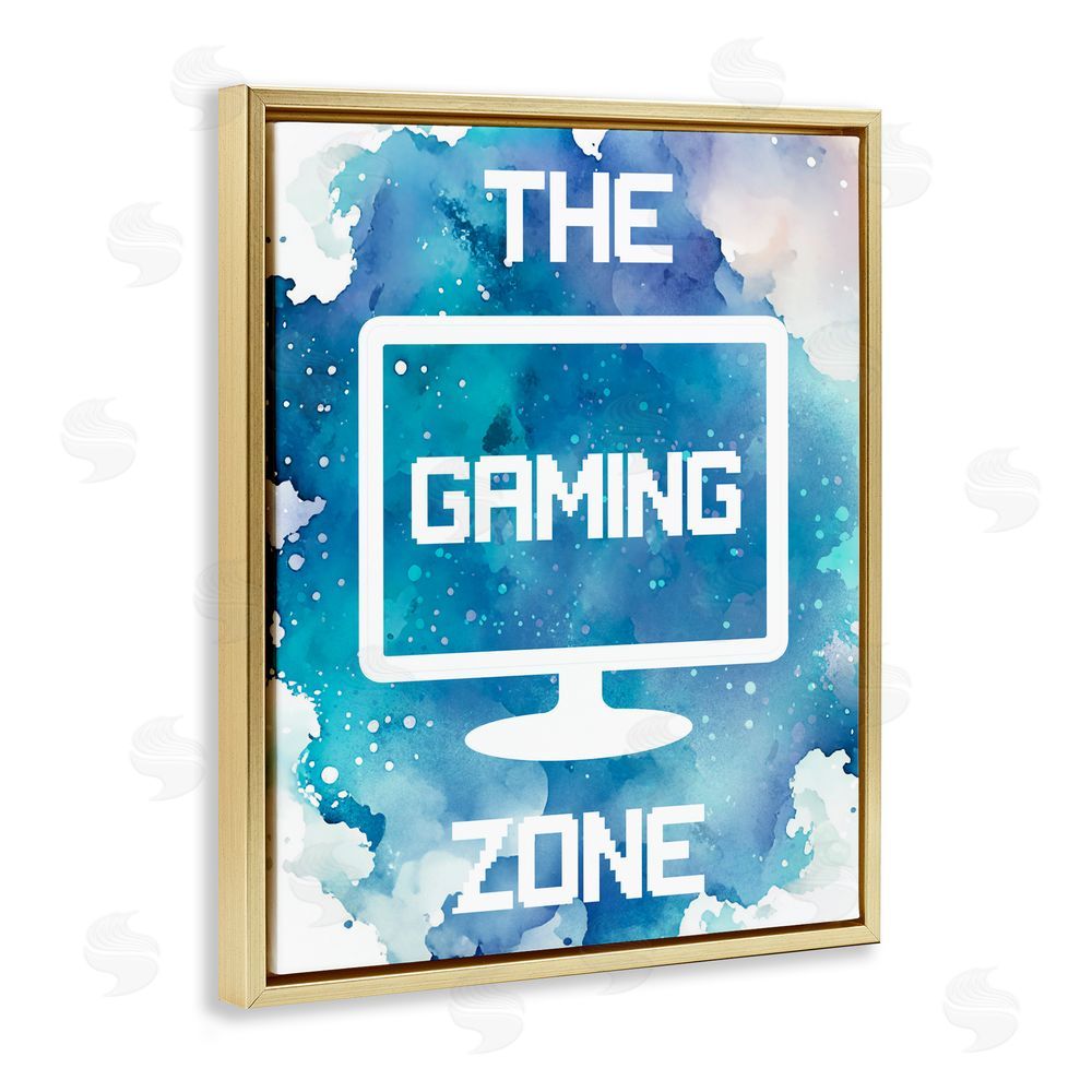 Marcus Prime Gaming Zone Moniter Gold Floating Frame Canvas Wall Art Print