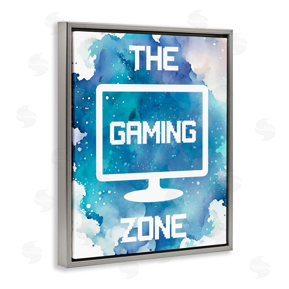 Marcus Prime Gaming Zone Moniter Gray Floating Frame Canvas Wall Art Print