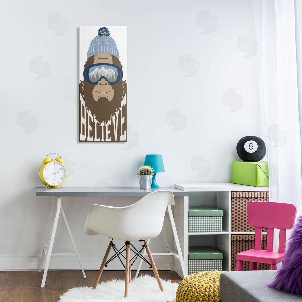 Marcus Prime Believe Winter Bigfoot Stretched Canvas Wall Art Print in Room
