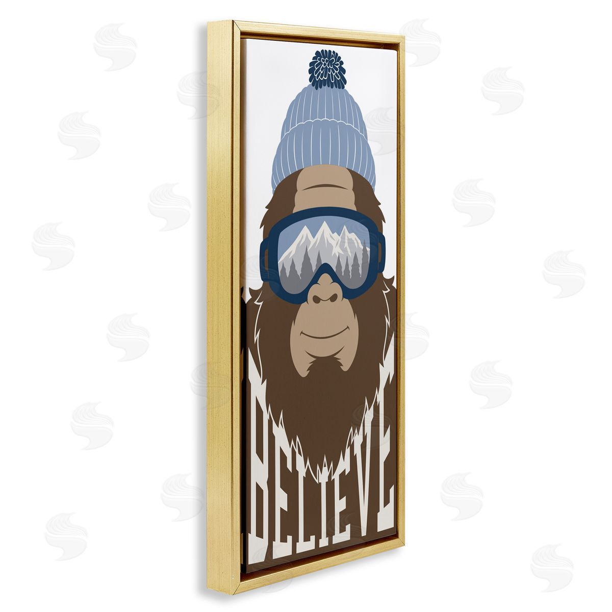 Marcus Prime Believe Winter Bigfoot Gold Floating Frame Canvas Wall Art Print