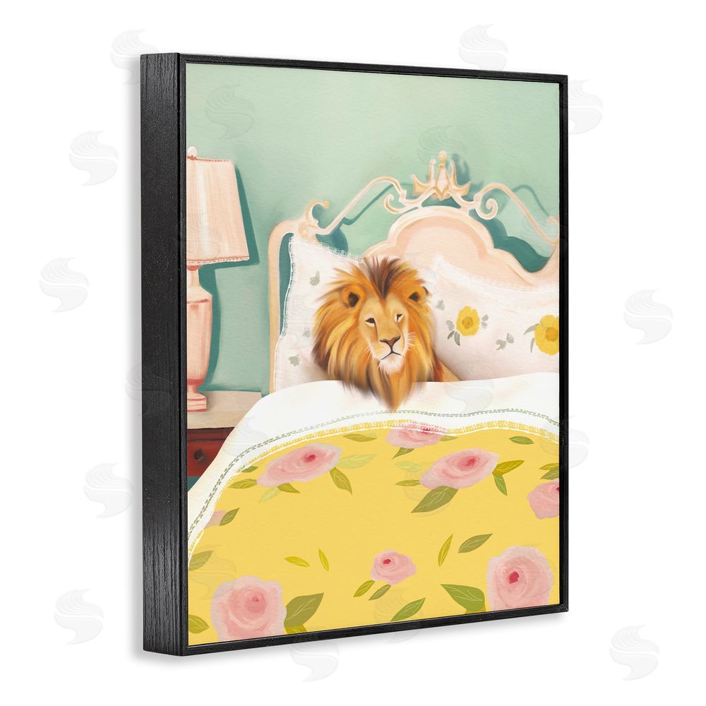 Leah Straatsma Good Morning Lion in Bed Black Framed Giclee Print Wall Art