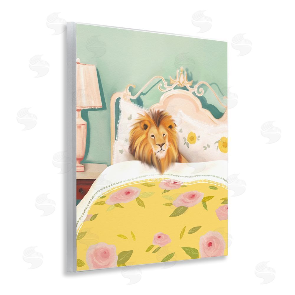 Leah Straatsma Good Morning Lion in Bed Wooden Wall Plaque Art Print