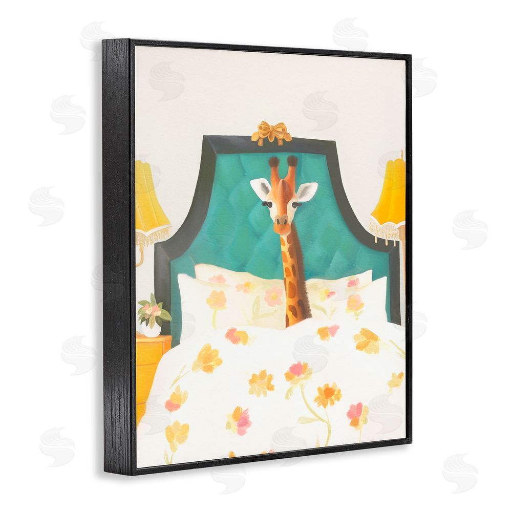 Leah Straatsma Good Morning Giraffe in Bed Black Framed Giclee Print Wall Art