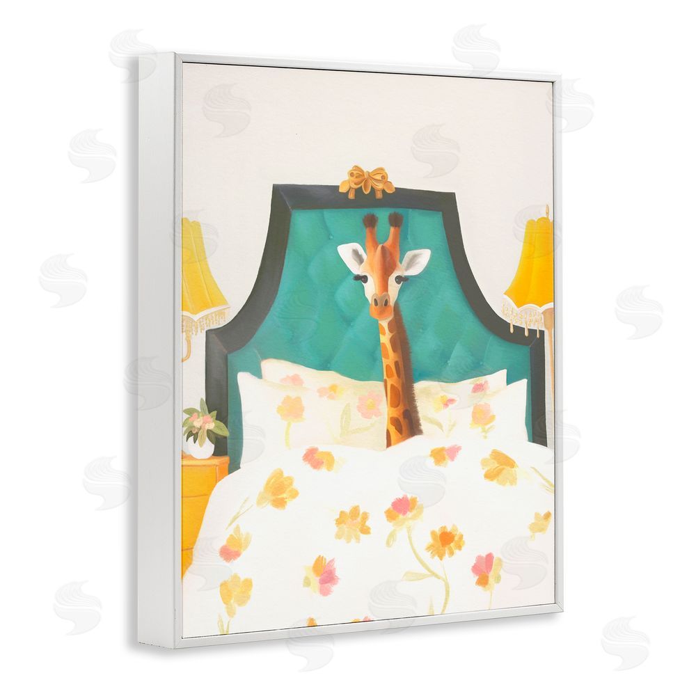 Leah Straatsma Good Morning Giraffe in Bed White Framed Giclee Print Wall Art