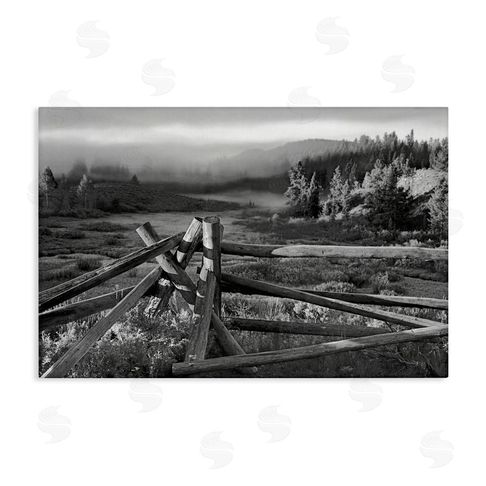 MJ Photography Grand Tetons Fence Beyond Stretched Canvas Wall Art Print