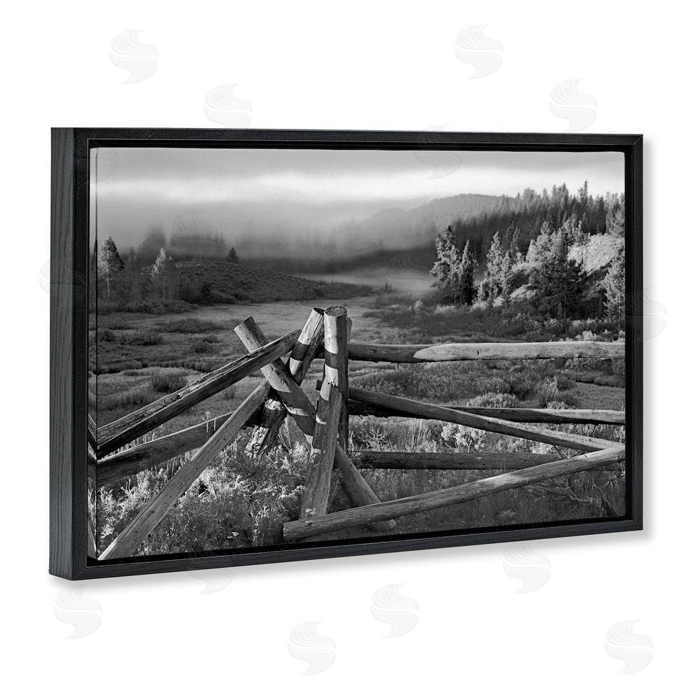MJ Photography Grand Tetons Fence Beyond Black Floating Frame Canvas Wall Art Print