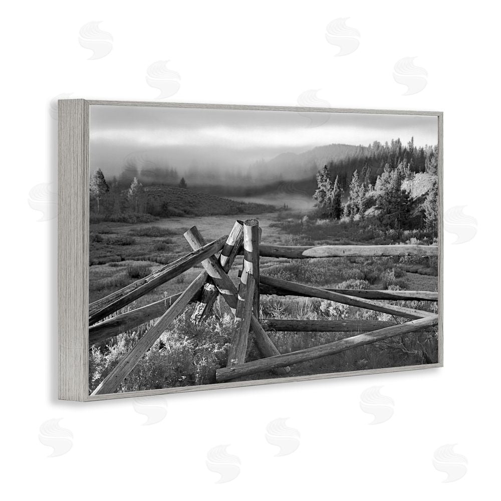 MJ Photography Grand Tetons Fence Beyond Gray Framed Giclee Print Wall Art