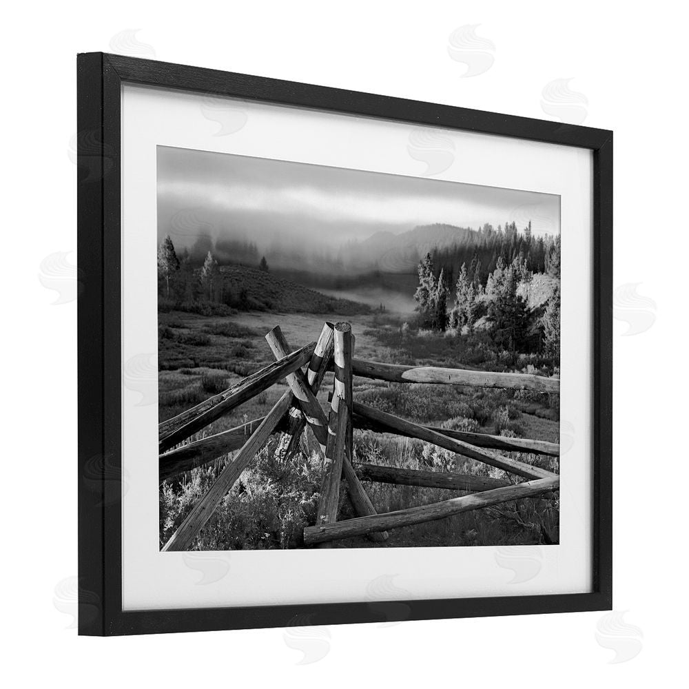 MJ Photography Grand Tetons Fence Beyond Black Framed Print Under Glass Wall Art
