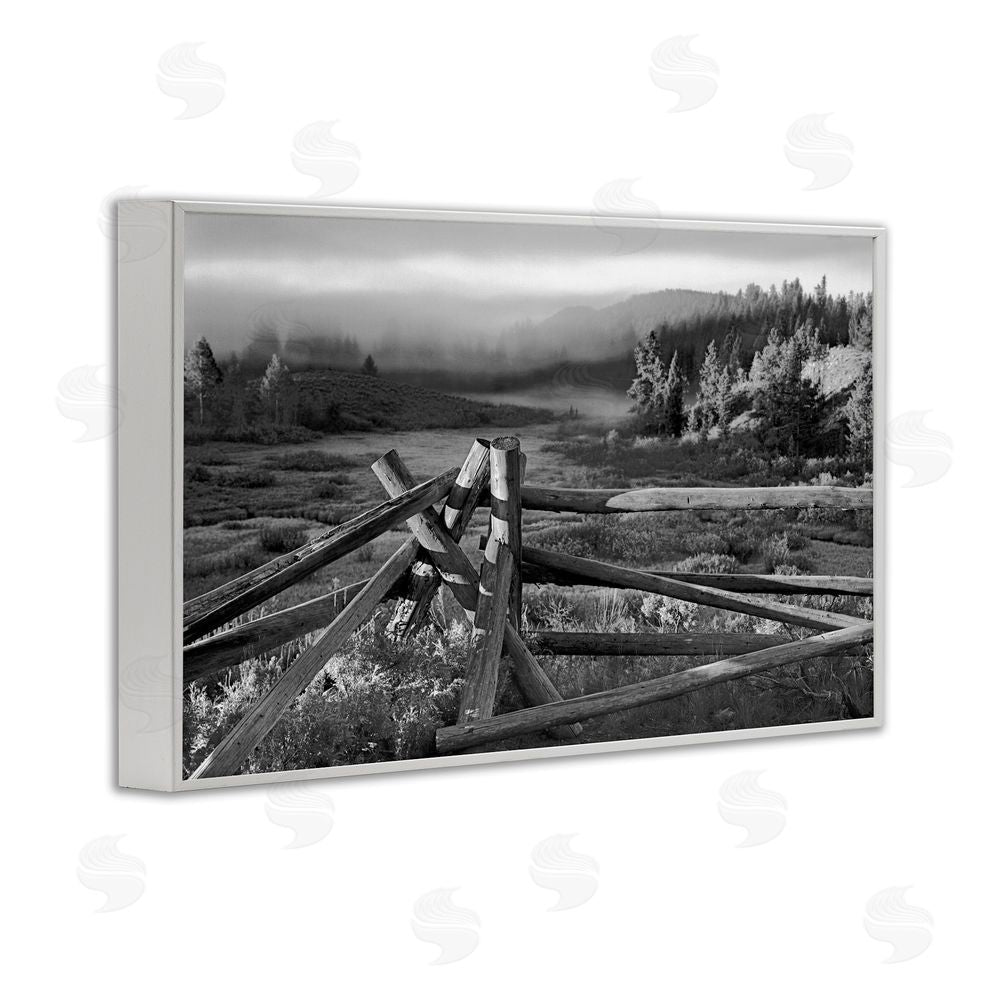 MJ Photography Grand Tetons Fence Beyond White Framed Giclee Print Wall Art