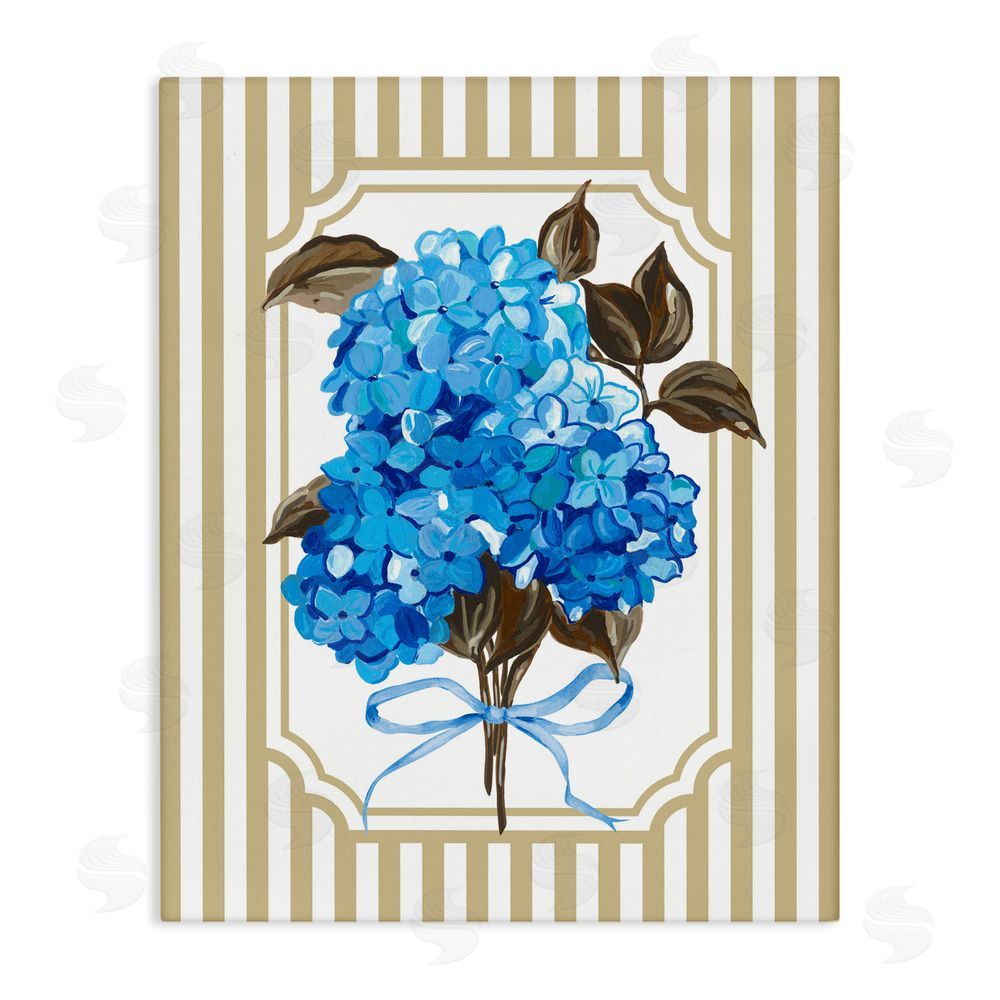 Adonna Ebrahimi Blue Hydrangea Blossom Bow Stretched Canvas Wall Art Print