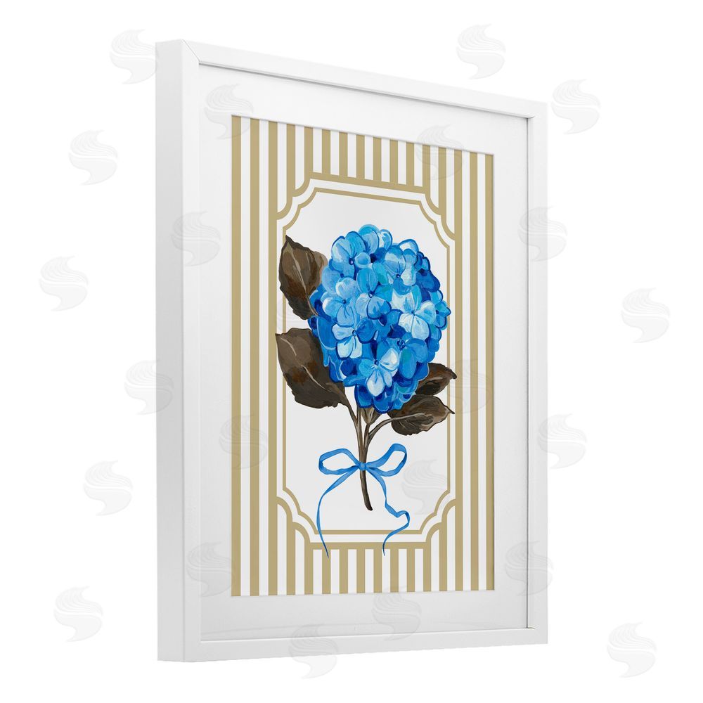 Adonna Ebrahimi Hydrangea Bundle with Bow White Framed Print Under Glass Wall Art