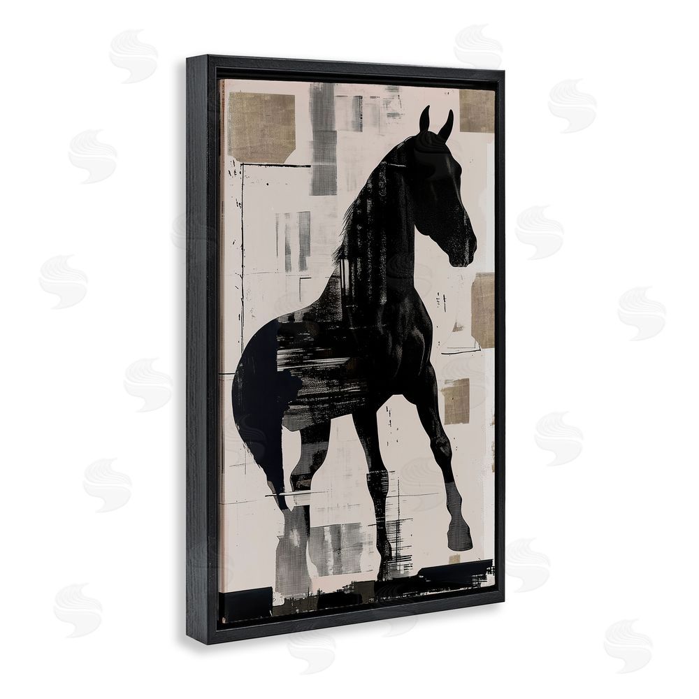 Annabelle Hall Equinity Horse Silhouette Black Floating Frame Canvas Wall Art Print