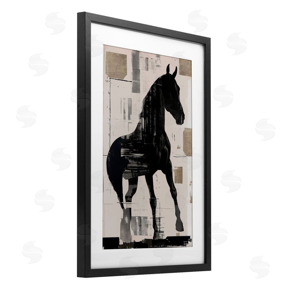 Annabelle Hall Equinity Horse Silhouette Black Framed Print Under Glass Wall Art
