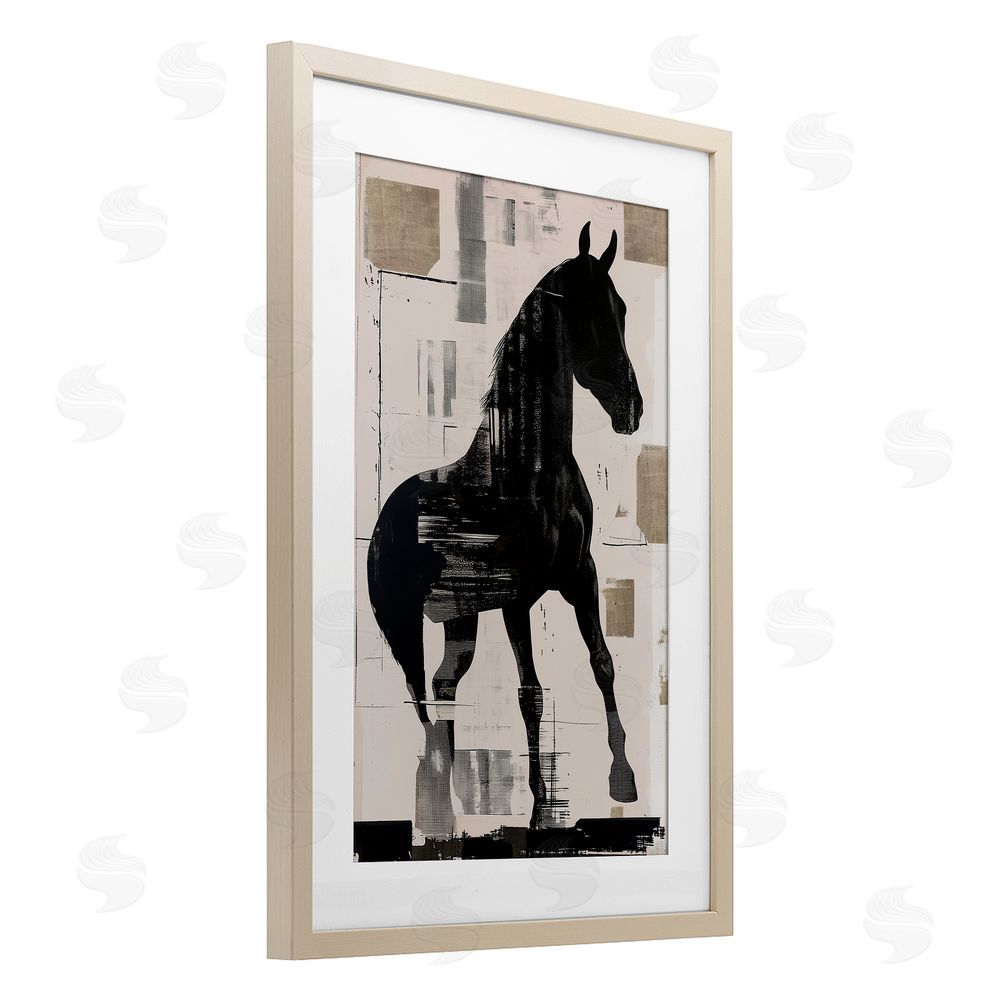 Annabelle Hall Equinity Horse Silhouette Brown Framed Print Under Glass Wall Art