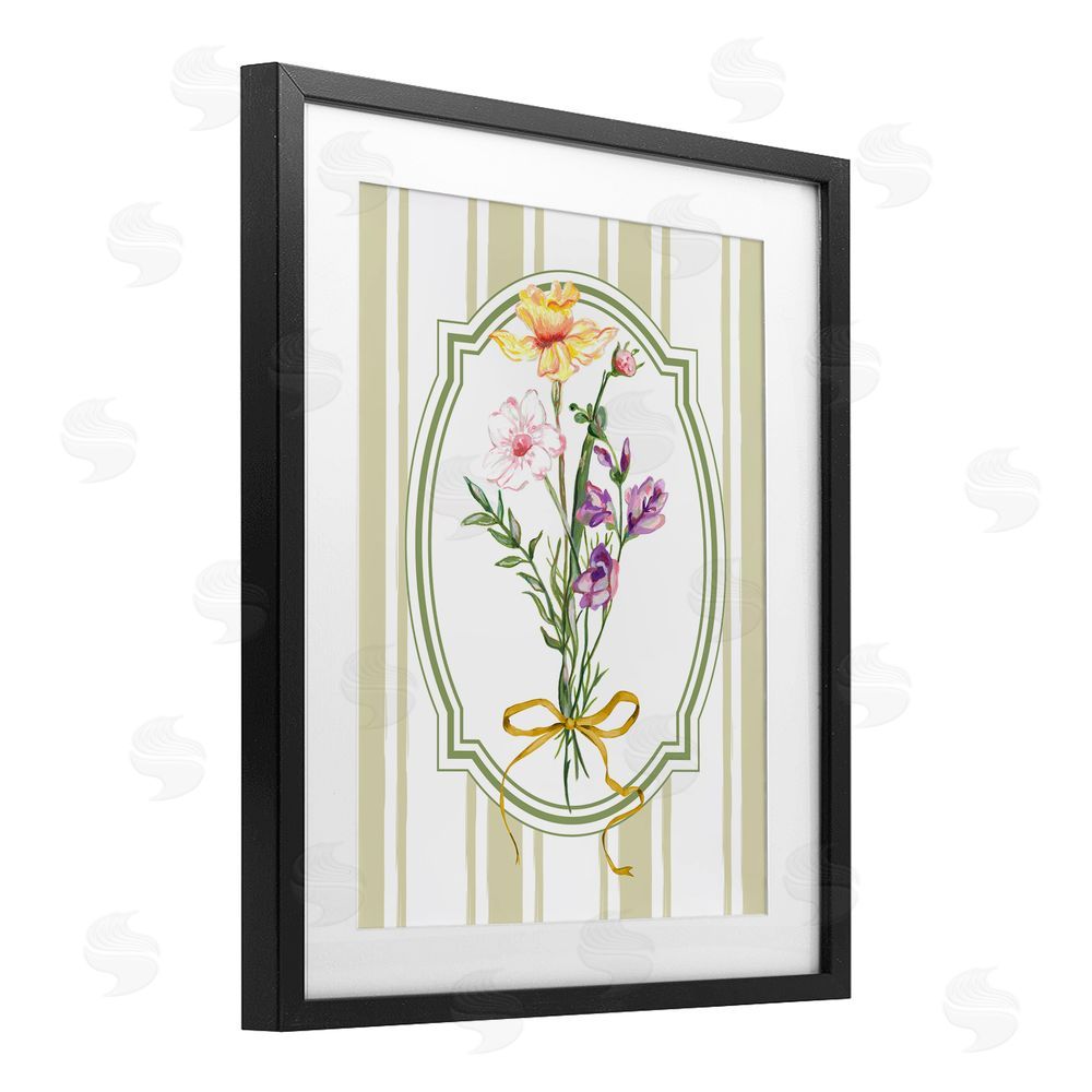 Adonna Ebrahimi Vintage Wildflowers with Ribbon Black Framed Print Under Glass Wall Art