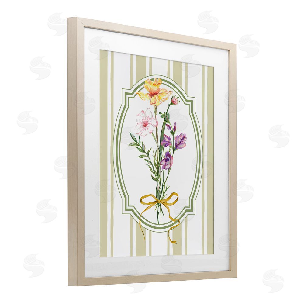 Adonna Ebrahimi Vintage Wildflowers with Ribbon Brown Framed Print Under Glass Wall Art