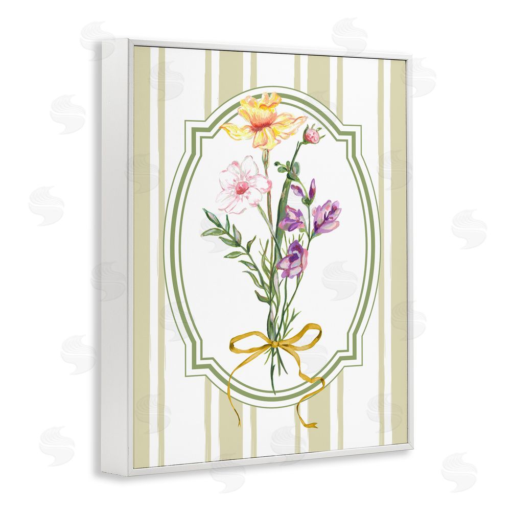Adonna Ebrahimi Vintage Wildflowers with Ribbon White Framed Giclee Print Wall Art