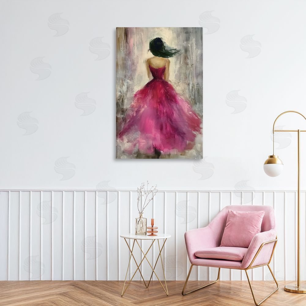 Annabelle Hall After Midnight Girl in Gown Stretched Canvas Wall Art Print in Room