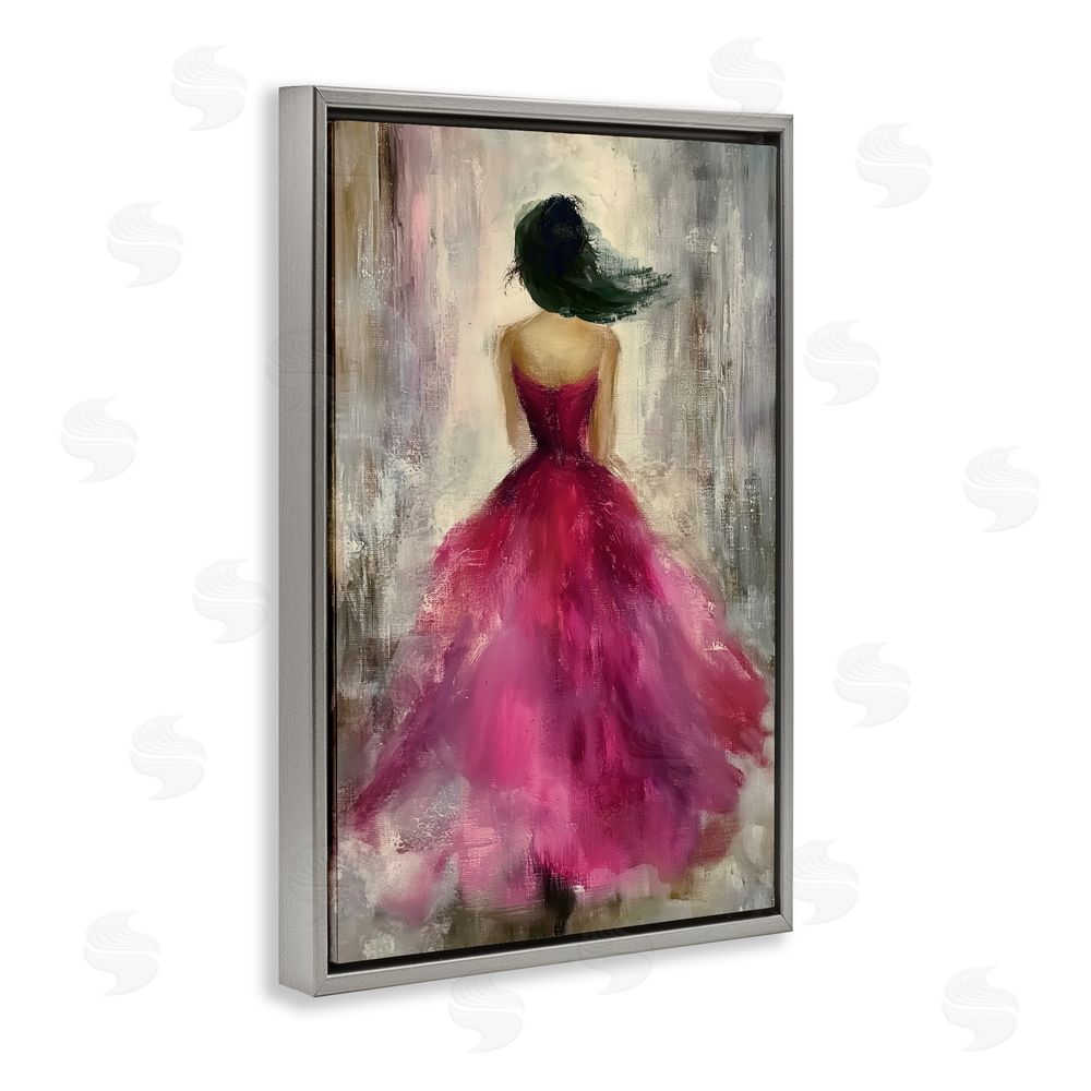 Annabelle Hall After Midnight Girl in Gown Gray Floating Frame Canvas Wall Art Print